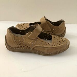 Rieker Antistress Laser Cut Leather Mary Janes Light Brown Size EU 39 US 8